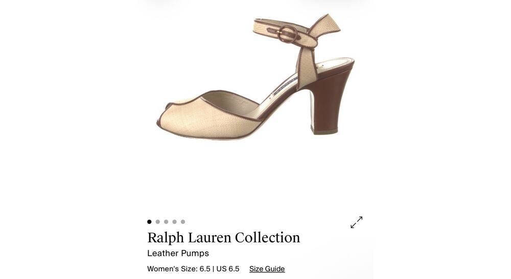 Ralph Lauren Collection Safari Heel Womens 6.5 Beige Brown Ankle Strap Peep Toe